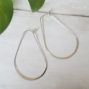 Silver Oval Hoop Earrings